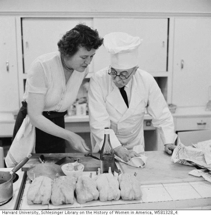 Julia Child at Le Cordon Bleu's kitchen