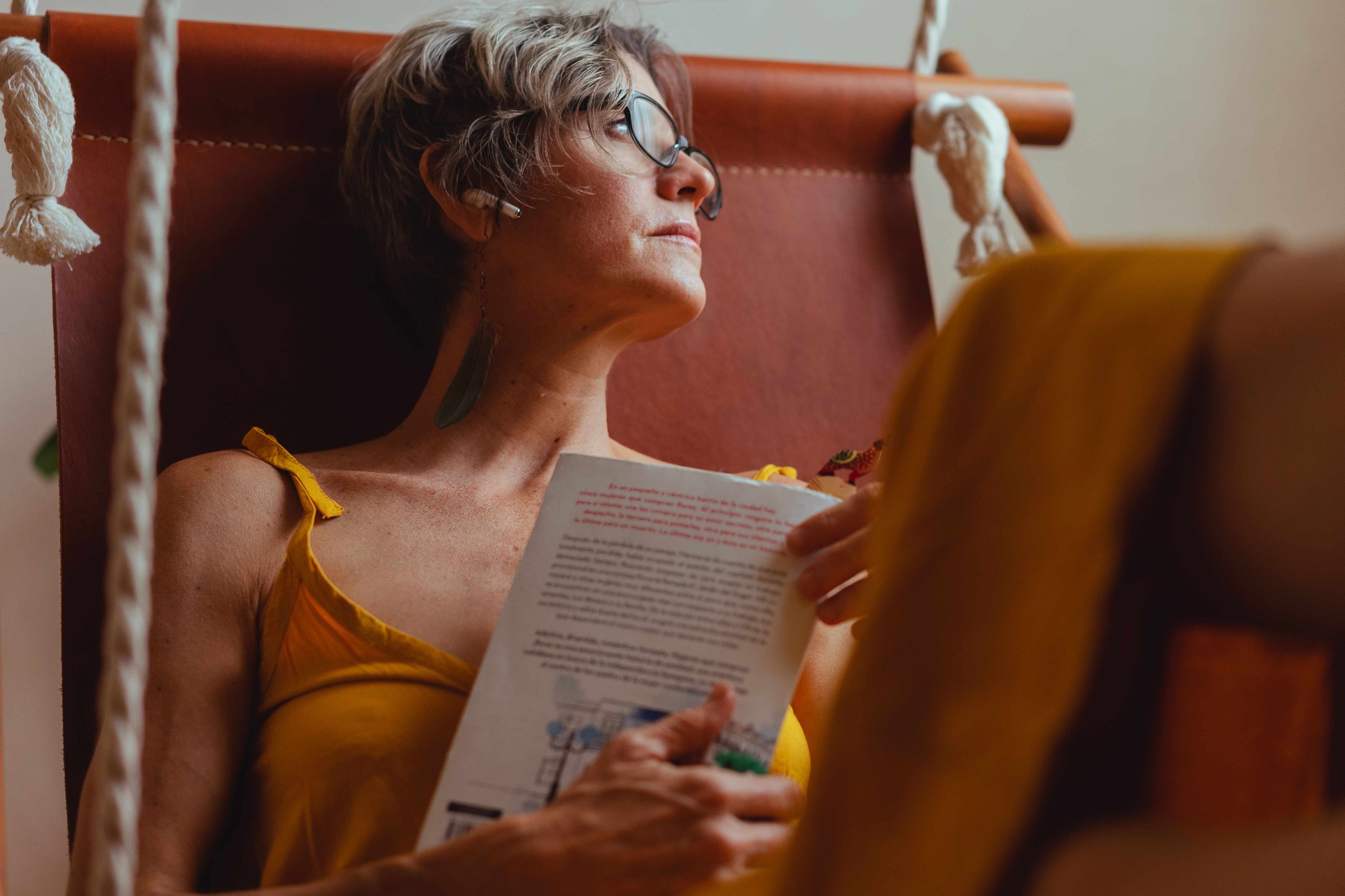 A woman relaxing