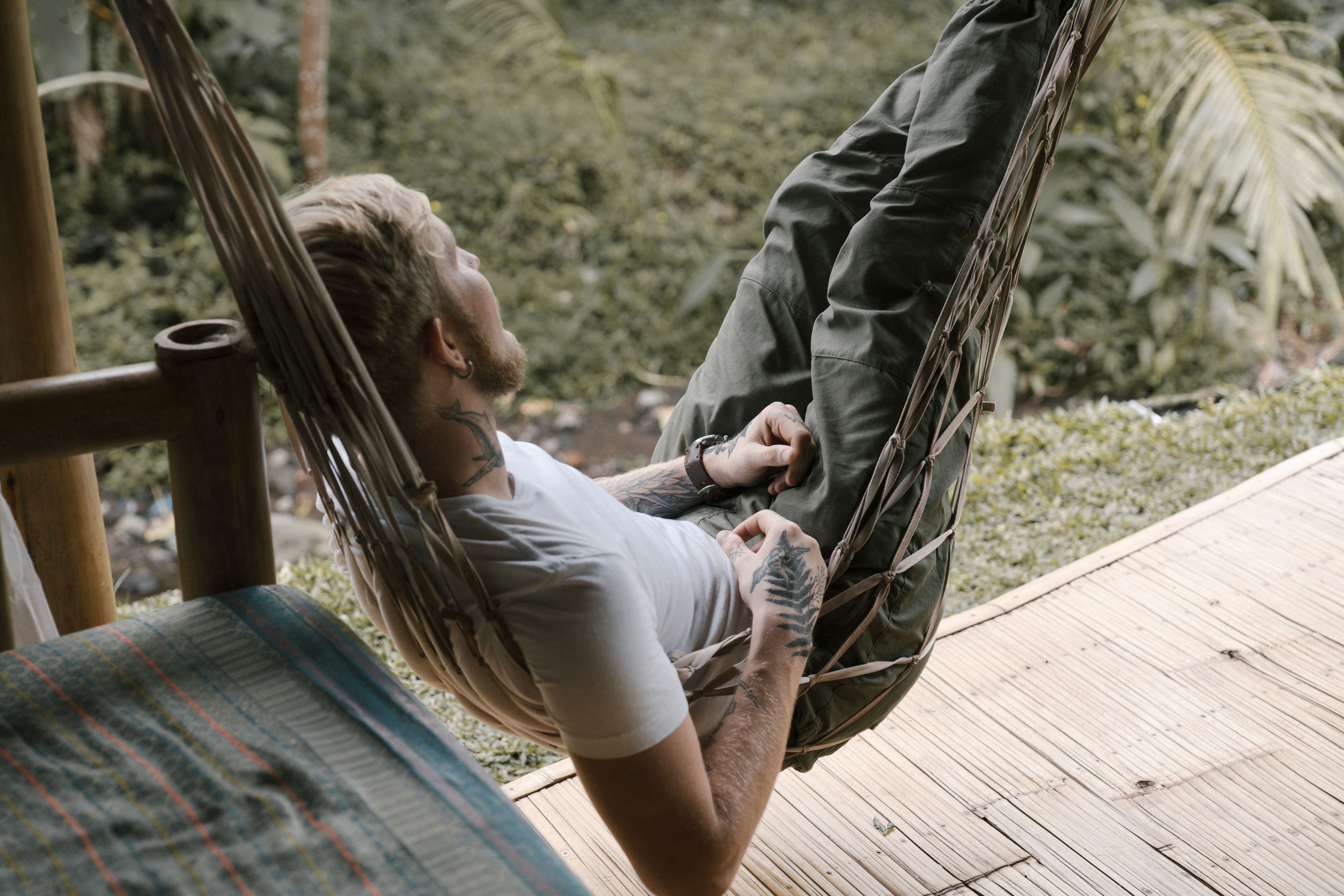 Resting in a hammock